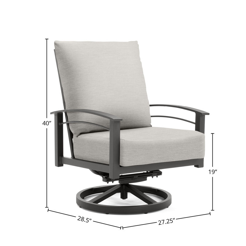 Stanford Cushion High Back Swivel Rocker Lounge Chair, Weathered Teak