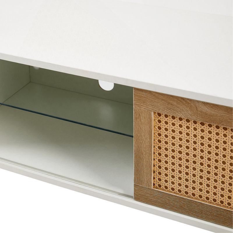 Crédence de rangement l 54,33 po Aerionna, Bois naturel / blanc