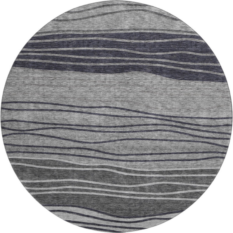 Premium Machine Washable Tweedy Gray Rug, Round 8'