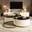 Table basse gigogne moderne cannelée en noir et or