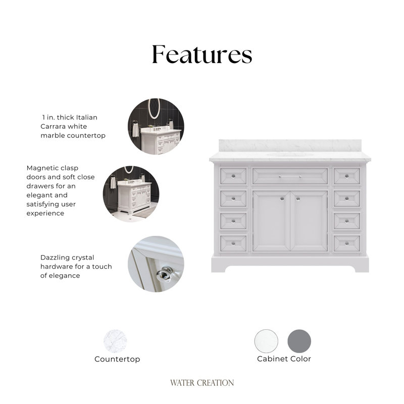Derby 48'' W Single Vanity, Pure White
