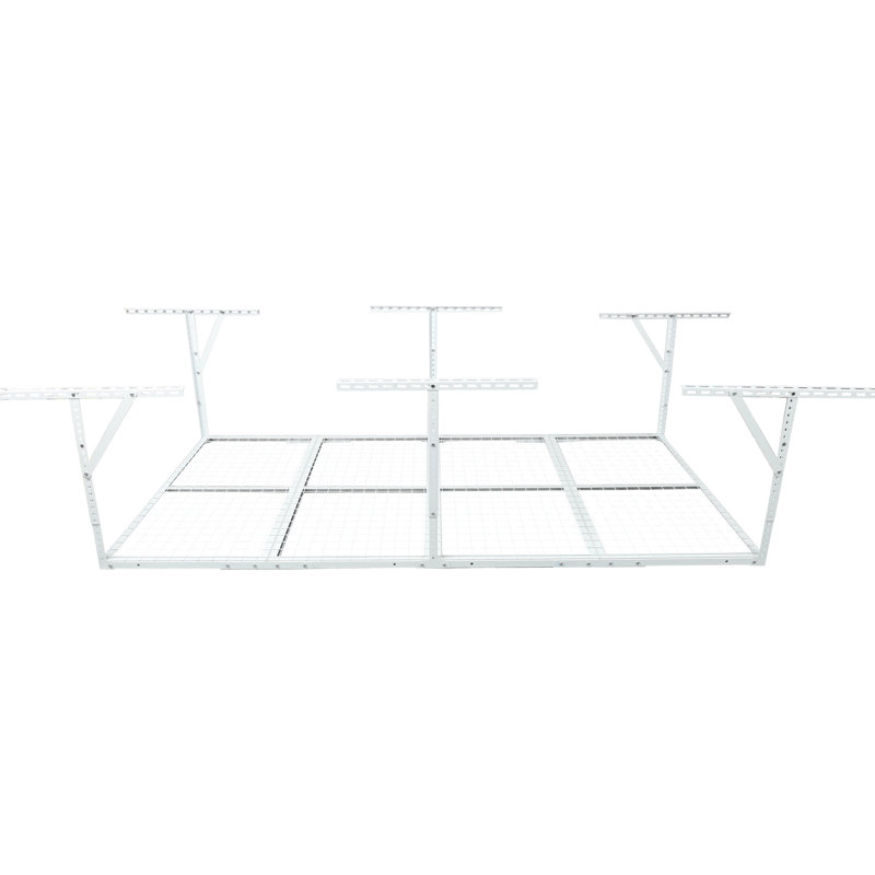 Support de rangement pour le garage en métal blanc 3X8pi, capacité de chargement de 600 lb, capacité de chargement réglable de 22 à 40 po pour le plancher transparent, capacité de charge maximale de 22 à 40 pouces