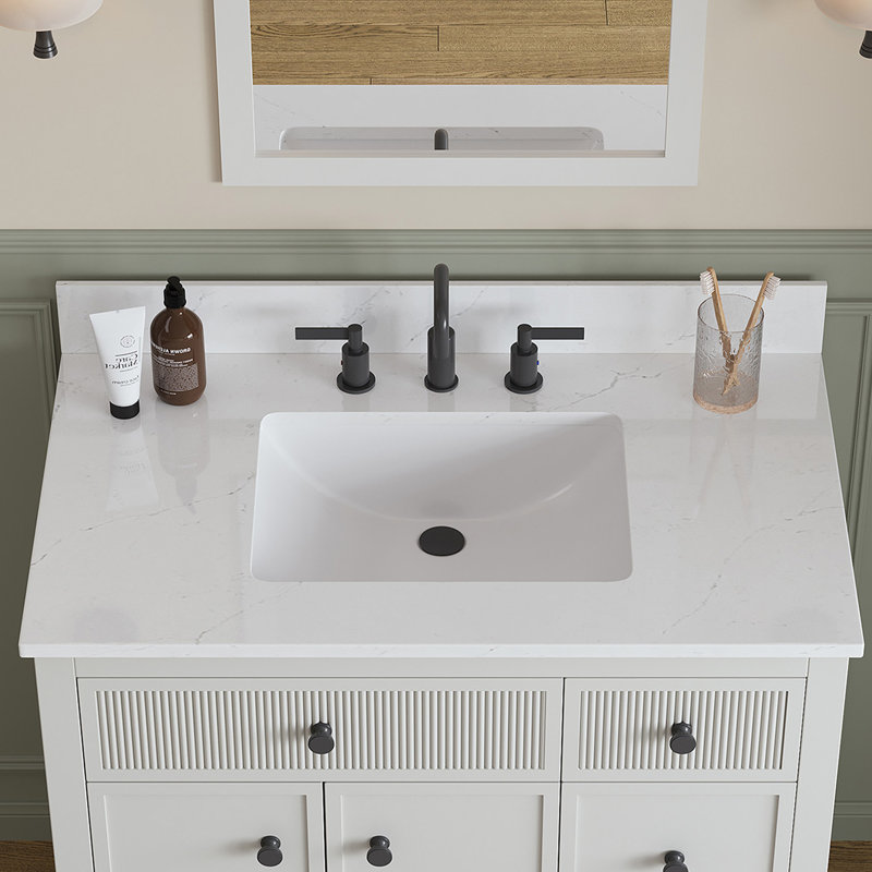 Carlsber 37" White Marble Undermount Single Sink Vanity Top
