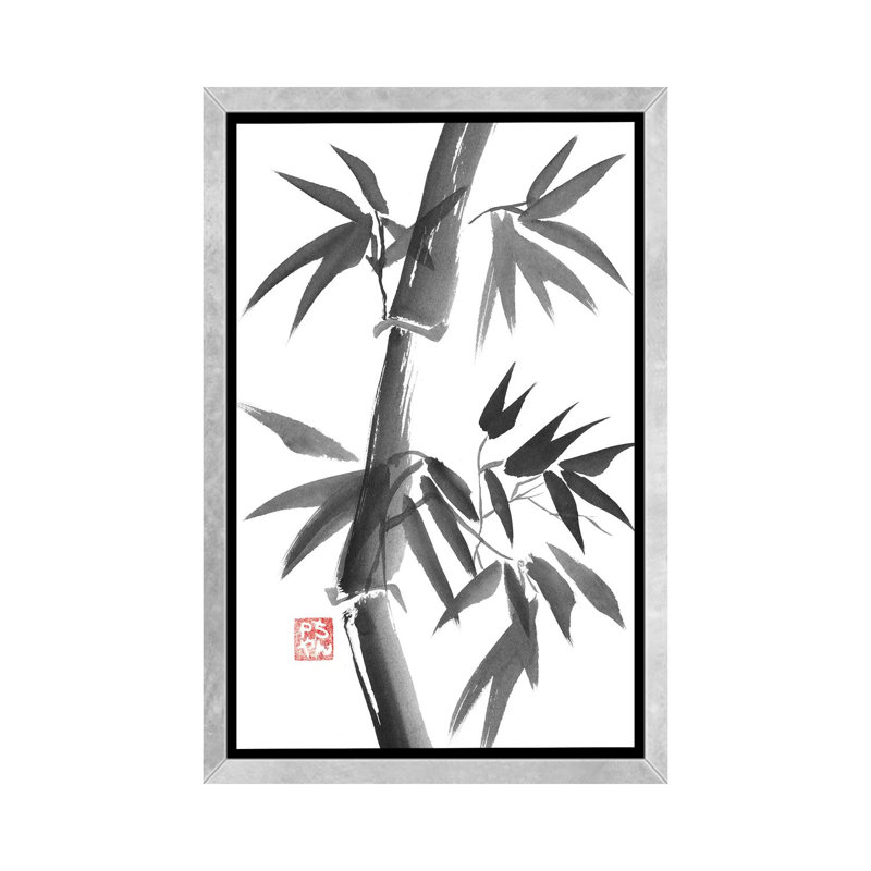 «Bamboo» par Péchane - impression d'art graphique, H 60 po x l 40po x P 1,5 po, Toile avec cadre argenté, Pas de tapis