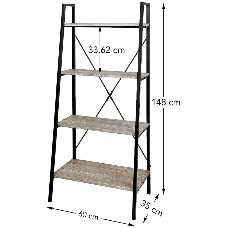 Babs 148cm H x 60cm W Steel Ladder Bookcase, Natural