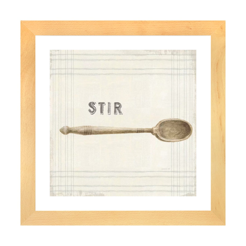 "Cuisine" par Danhui nai, impression d’art graphique, Blanc, H 24 po x l 24 po x p 1 po, Toile avec cadre en bois beige