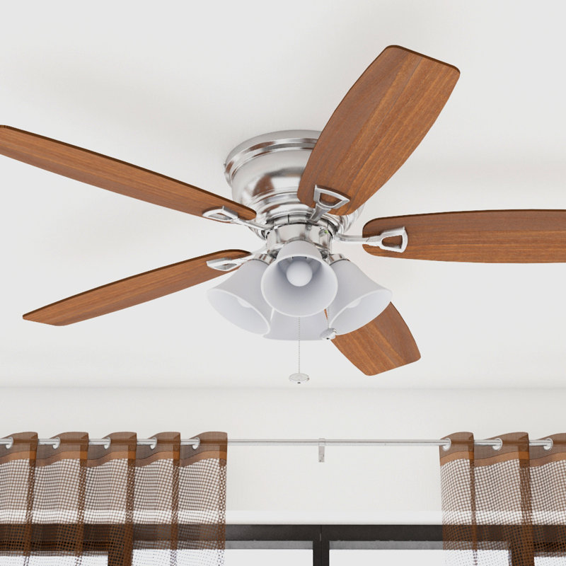 Ventilateur de plafond 52 po avec lumière Glen, Nickel brossé