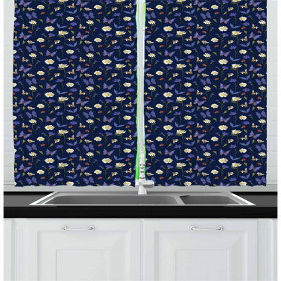 Floral Tailored Kitchen Curtain