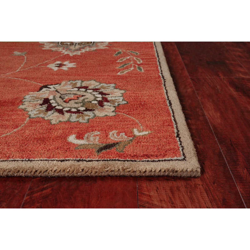 Tapis rouge / vert en laine touffeté à la main Blarwood, Tapis de couloir 2 pi 3 po x 7 pi 6 po