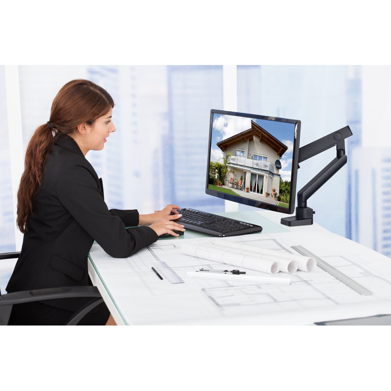 Black Adjustable Aluminum and Steel Monitor Desk Mount