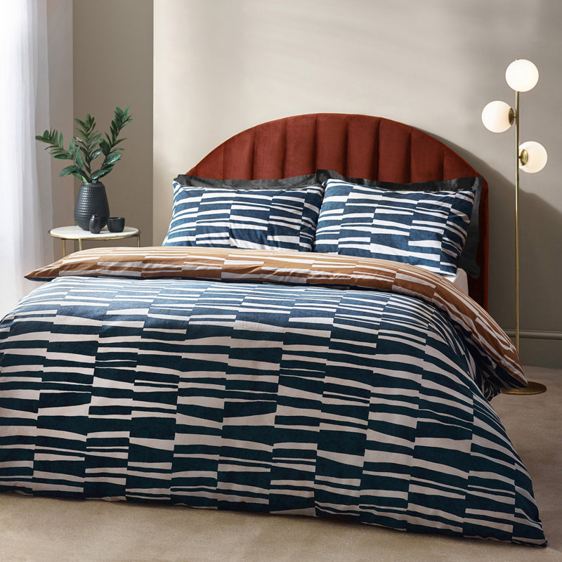 Aprea Cotton Blend Abstract Duvet Cover Set with Pillowcases, Kingsize - 2 Standard Pillowcases