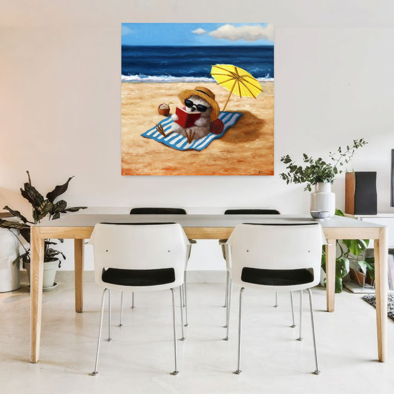 Oiseau de plage contemporain, plage, art urbain, H 36 po x l 36 po