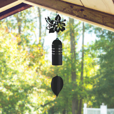 Reijo 23" Long Metal Black Hummingbird Wind Chime Unique Gifts