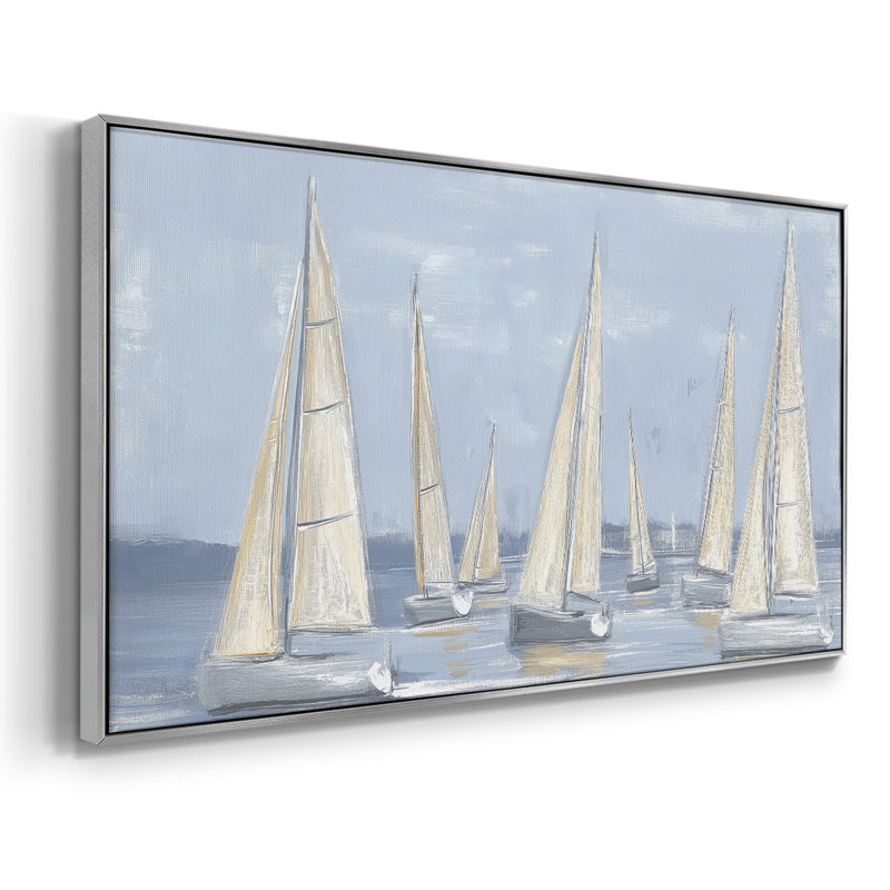 Nautical Series-CC XXXII - Toile tendue avec châssis tendue, prête à être accrochée, H 17 po x l 33 po, Argent argent