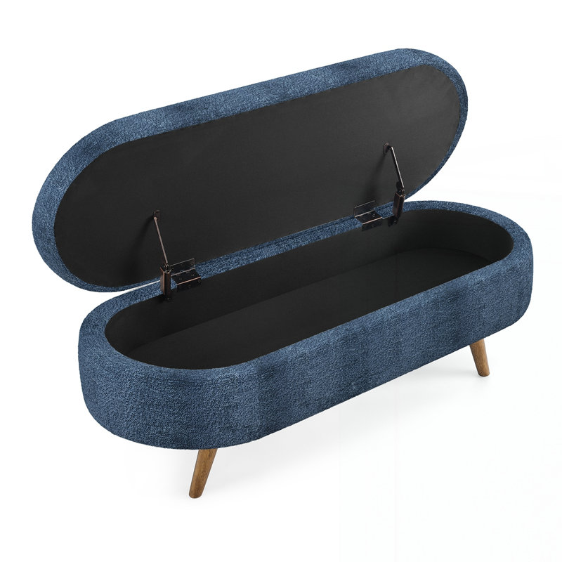 Banc de rangement repose-pieds ovale, Bleu très foncé