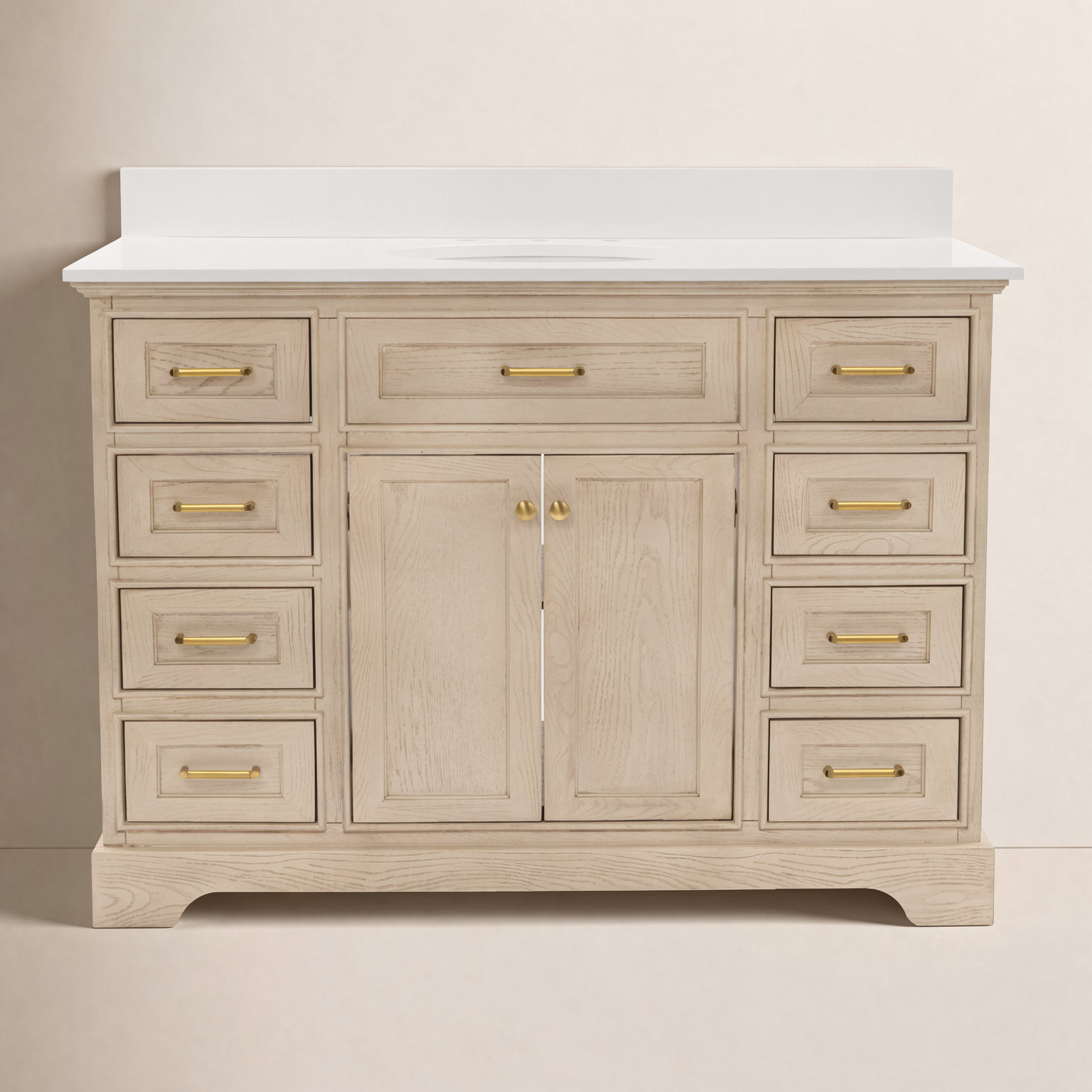Ronnie 48'' Single Bathroom Vanity, Engineered White, Greige Oak