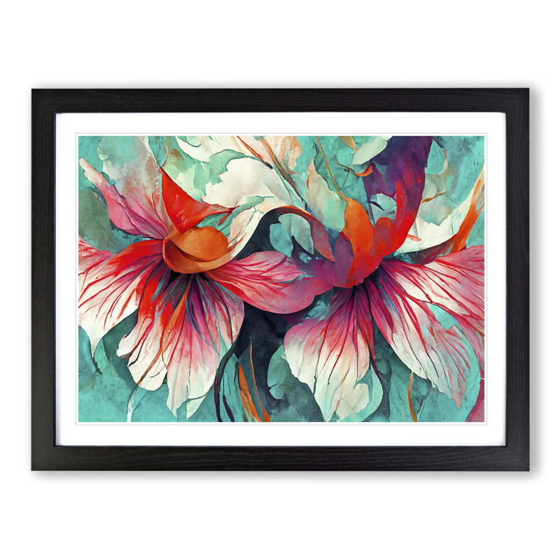 Floral Abstract Vol.5 1 Piece Single Picture Frame Wall Art, 34cm H x 46cm W x 2cm D, Black