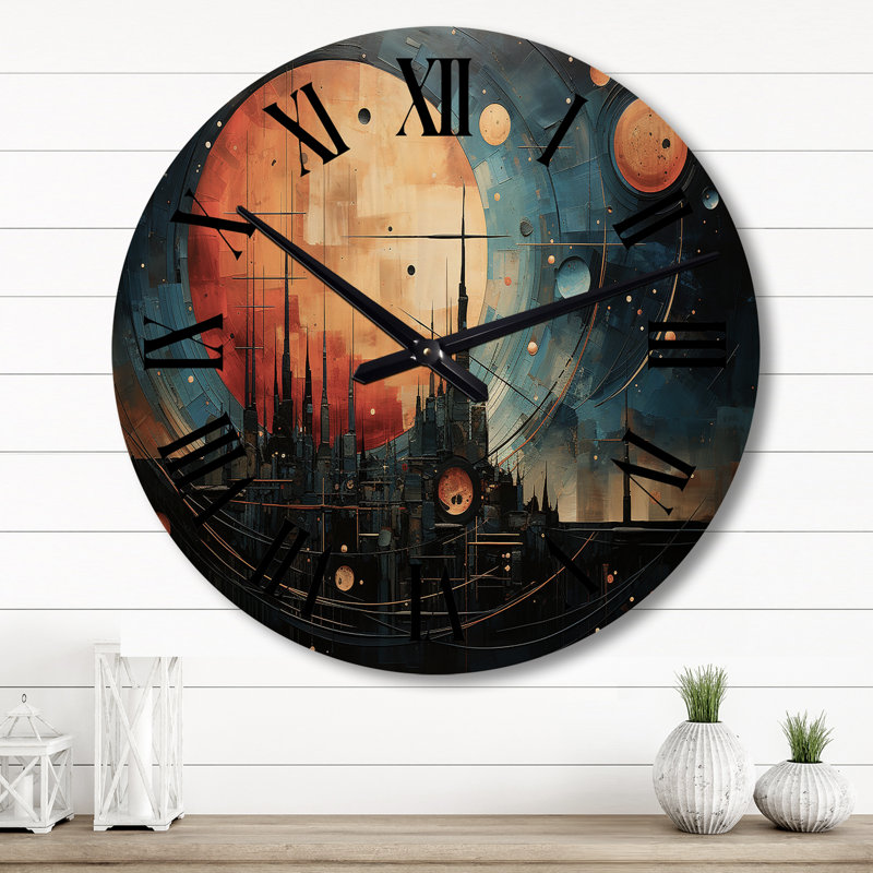 Horloge murale en bois massif Mylinda, Grand