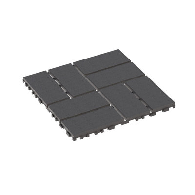 Paquet de 44 tuiles de terrasse emboîtables en plastique imperméable gris foncé de 12 pouces pour patio