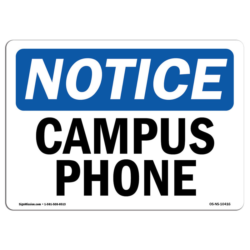 Enseigne de téléphone Campus en aluminium 18 x 24