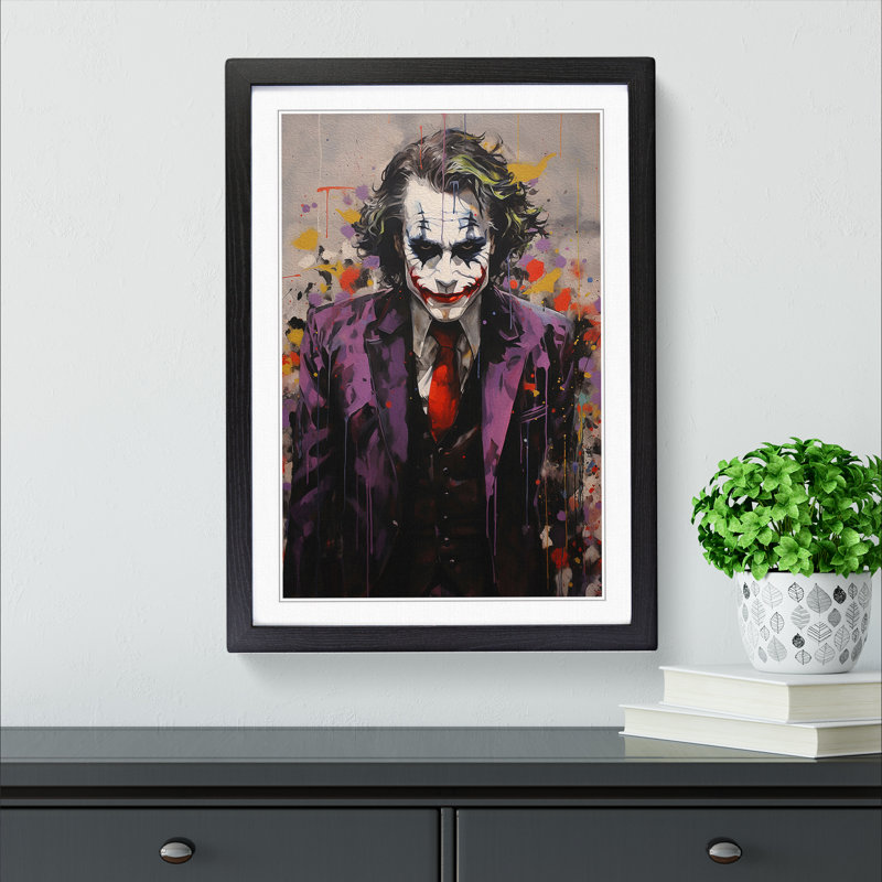 XYZ-FRM-V1223-3913 Joker Contemporary - Single Picture Frame Print on Wood, 34cm H x 25cm W x 2cm D, Black Framed