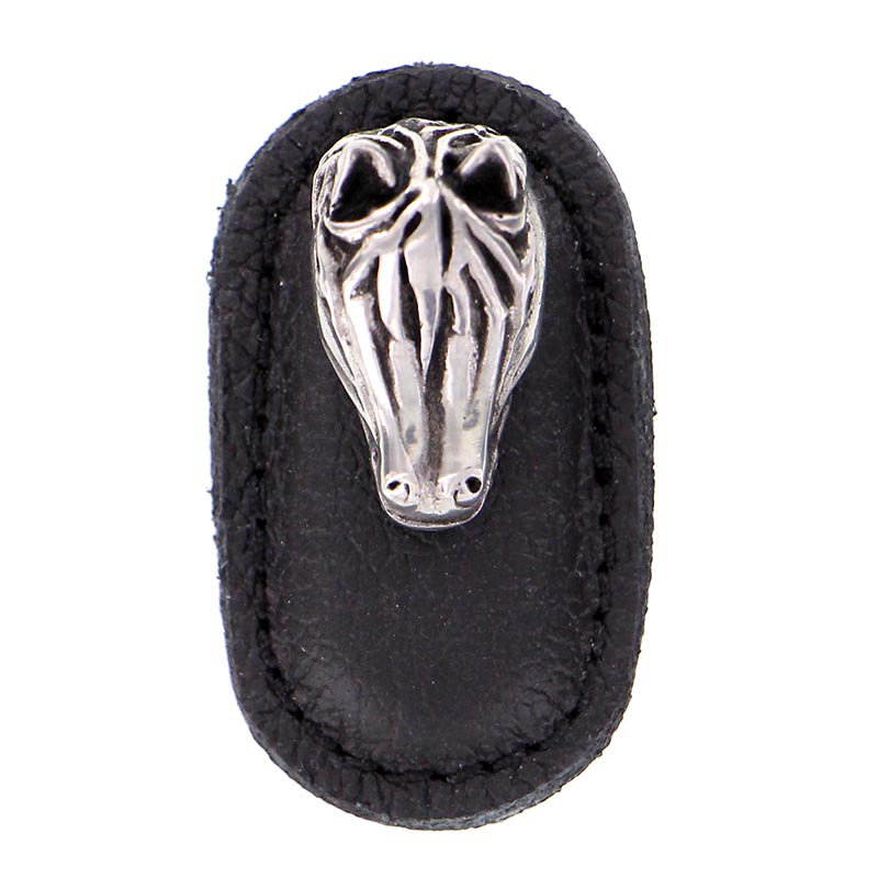 Poignée fantaisie 1,75 po Equestre, Brun, Argent antique