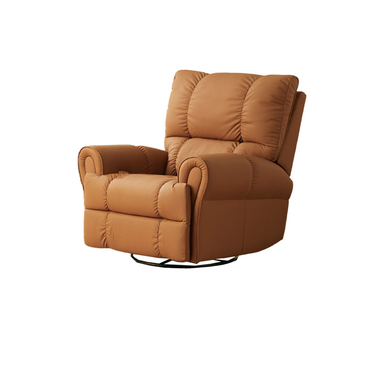 Fauteuil inclinable ergonomique et structure en bois massif., Similicuir orange