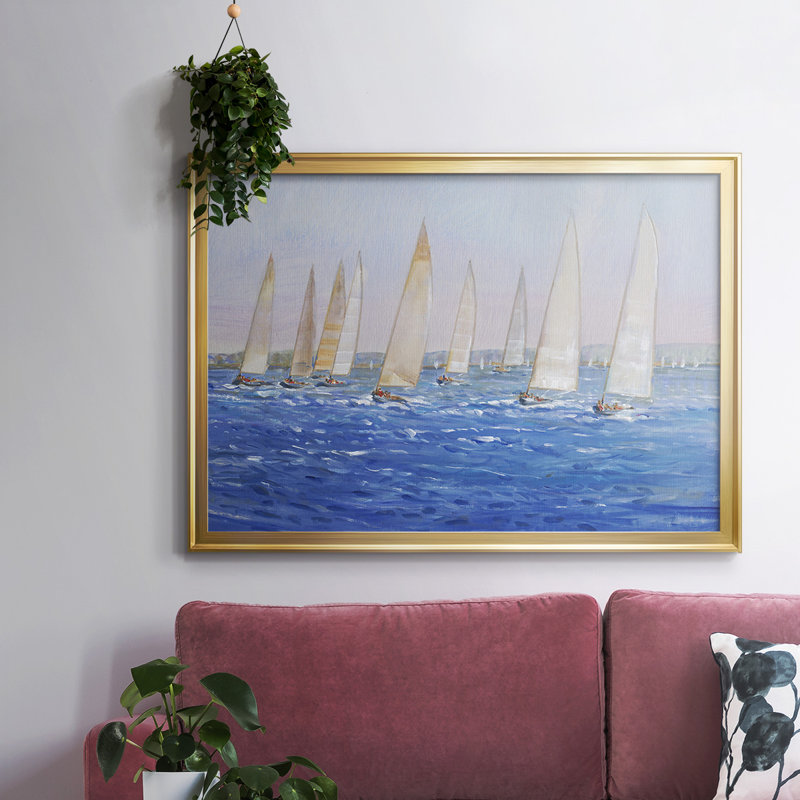 " Sailing Event I ", 14" H x 20" W, Gold