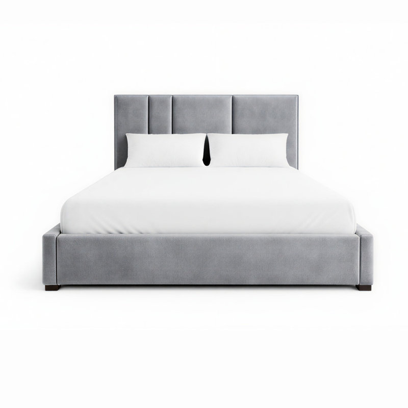 Upholstered Bed, California King, Grey