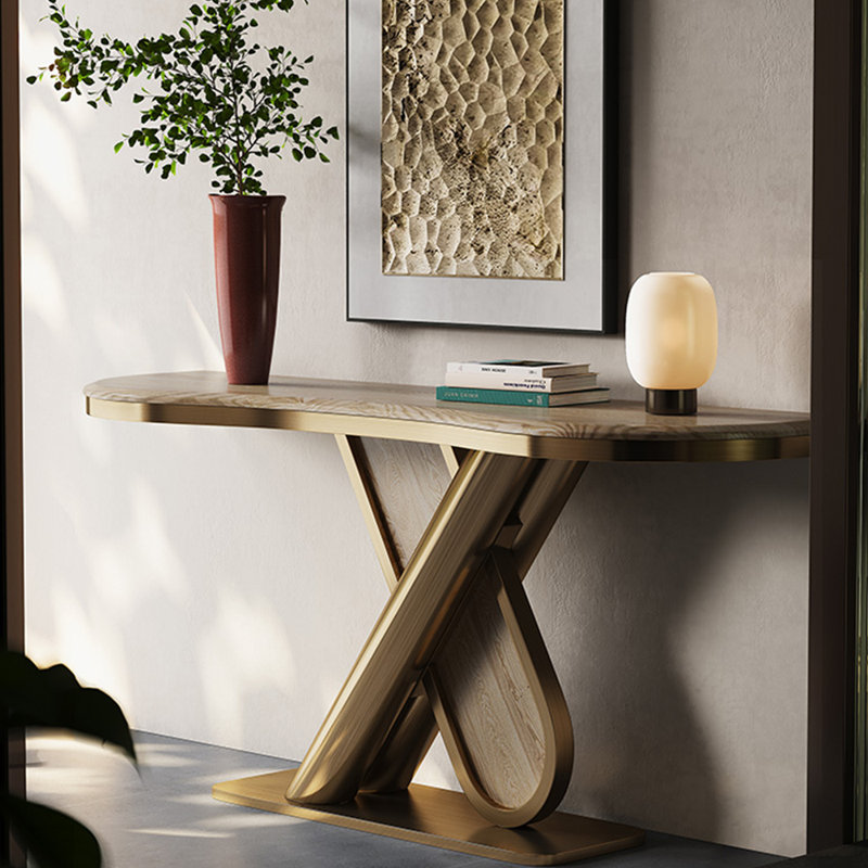 Table d'entrée moderne en bois massif minimaliste, H 33,4 po x l 59 po x P 13,7 po