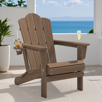 Wolak HDPE Folding Adirondack Chair With Dual Cup Holder
