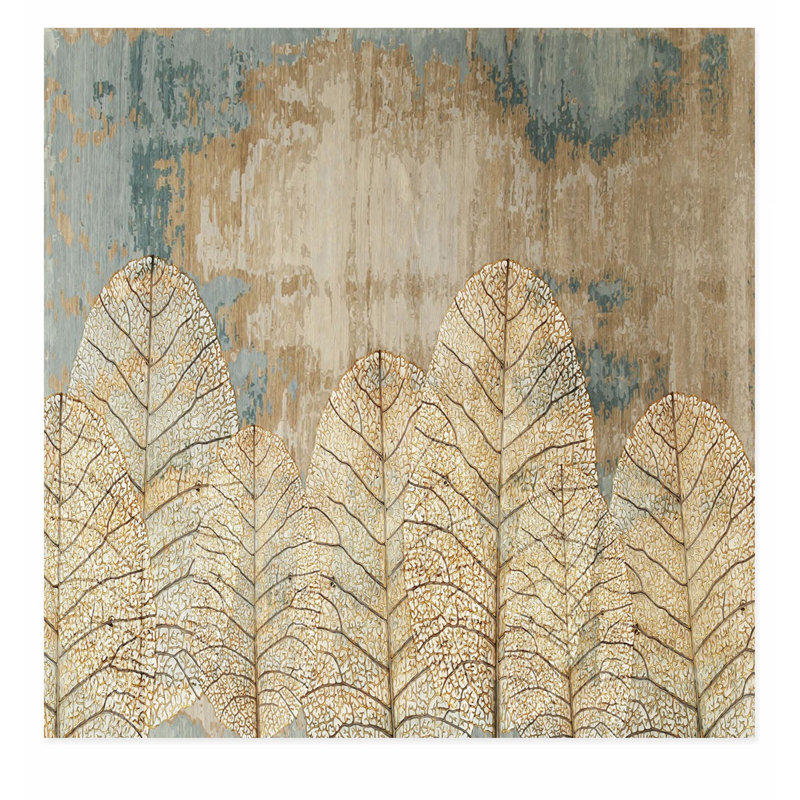 «Abstract Golden Feathers I Transitional», reproduction d'art non encadrée, H 24 po x l 24 po