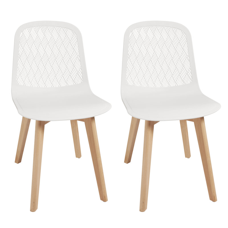 Modern PP Dining Chair with Beech Wood Legs, Kitchen & Dining Room Chairs SH-C, White