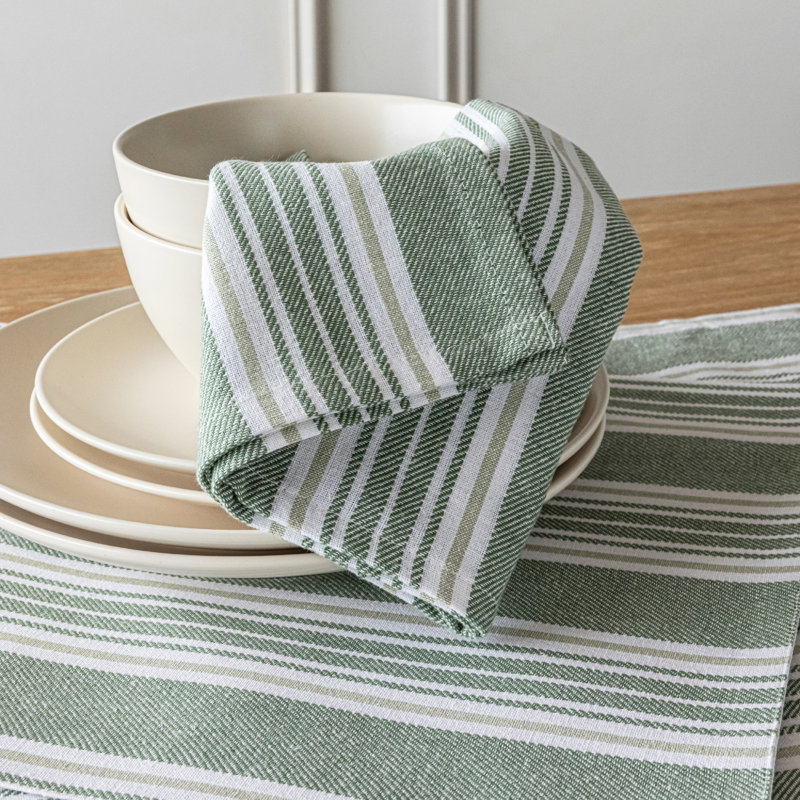  Over&Back Woven Striped Placemats, Set of 4, Green