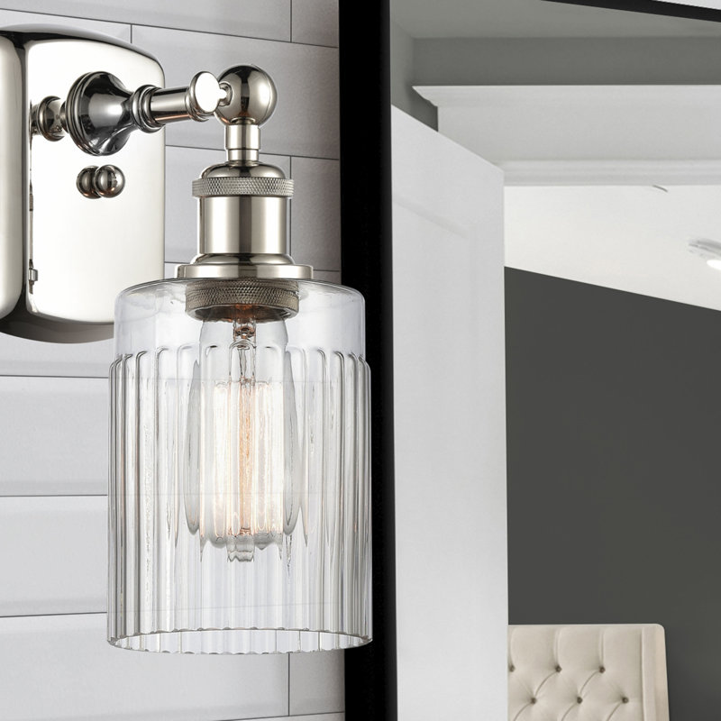 Applique murale à bras 1 lumière Kamena, Ampoule DEL 6 watts rétro, Transparent, Nickel poli