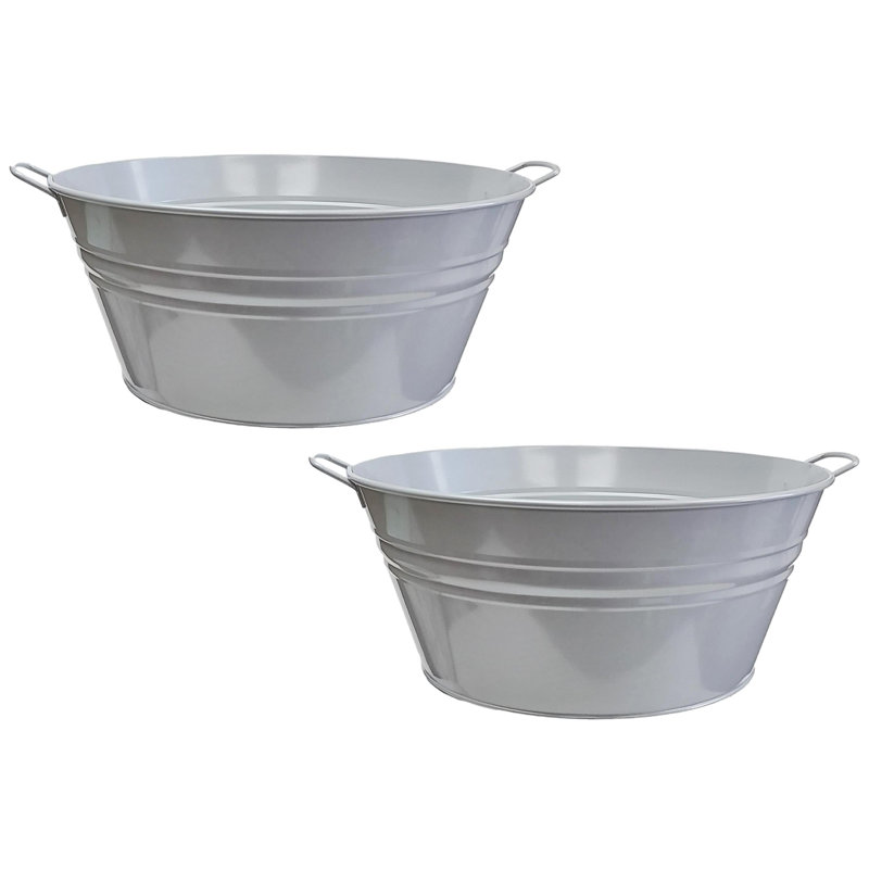 Rozario Metal Pot Planter, Light Gray, 8" H x 19.5" W x 19.5" D