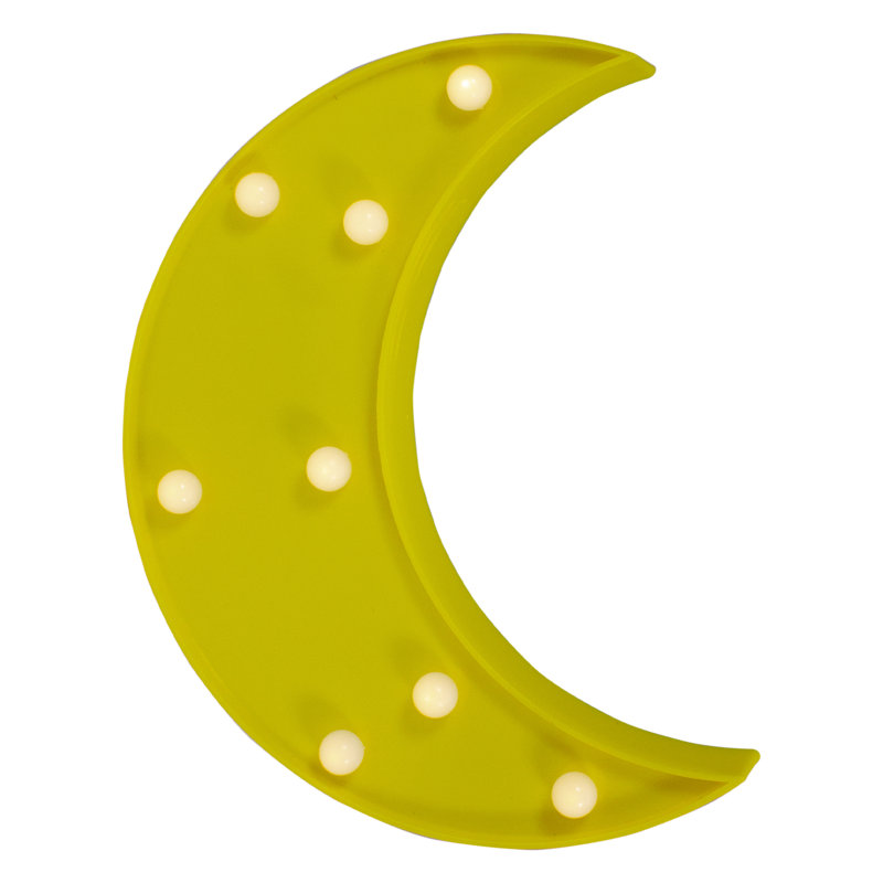 Enseigne lumineuse 9,5 "à DEL jaune en forme de croissant de lune