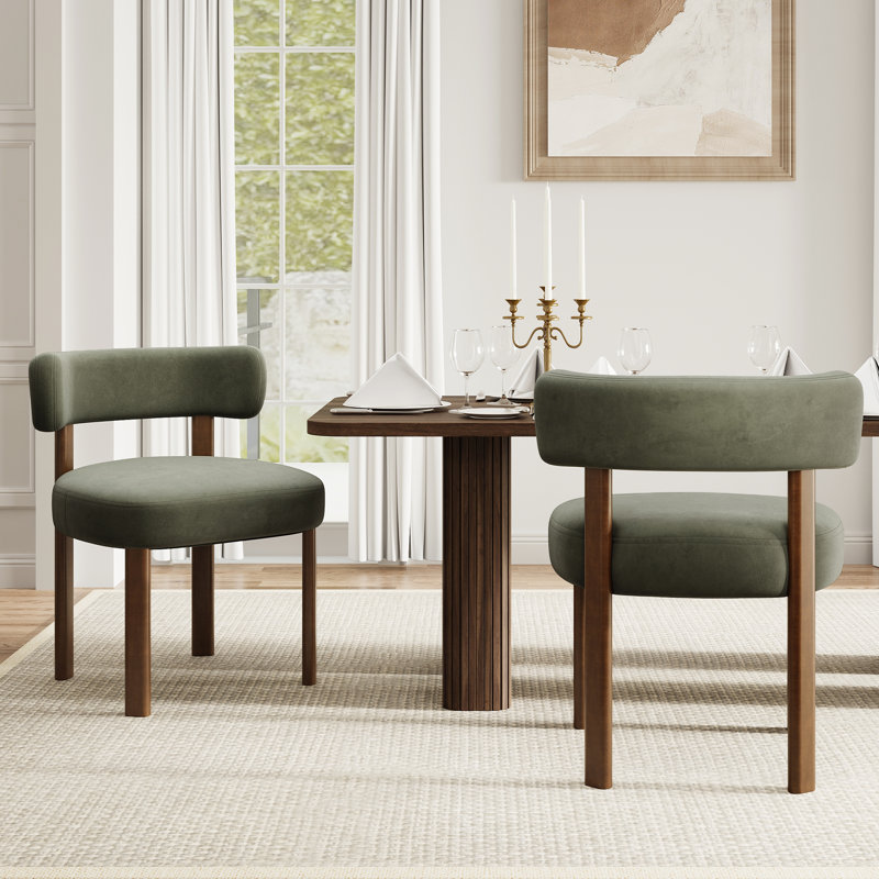 Chaise d'appoint rembourrée en bois massif, Vert