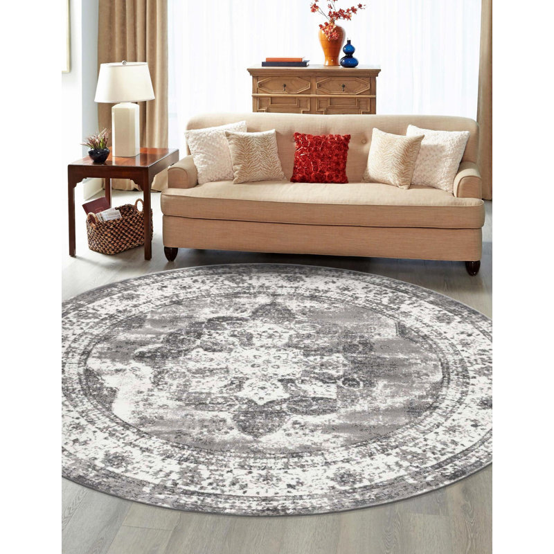 Tapis oriental Brandt, Gris, Round 5'1"