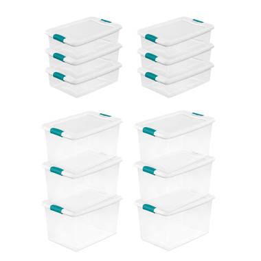 Sterilite 64 Qt. Latching Box Plastic, White, Set of 6 Storage Box