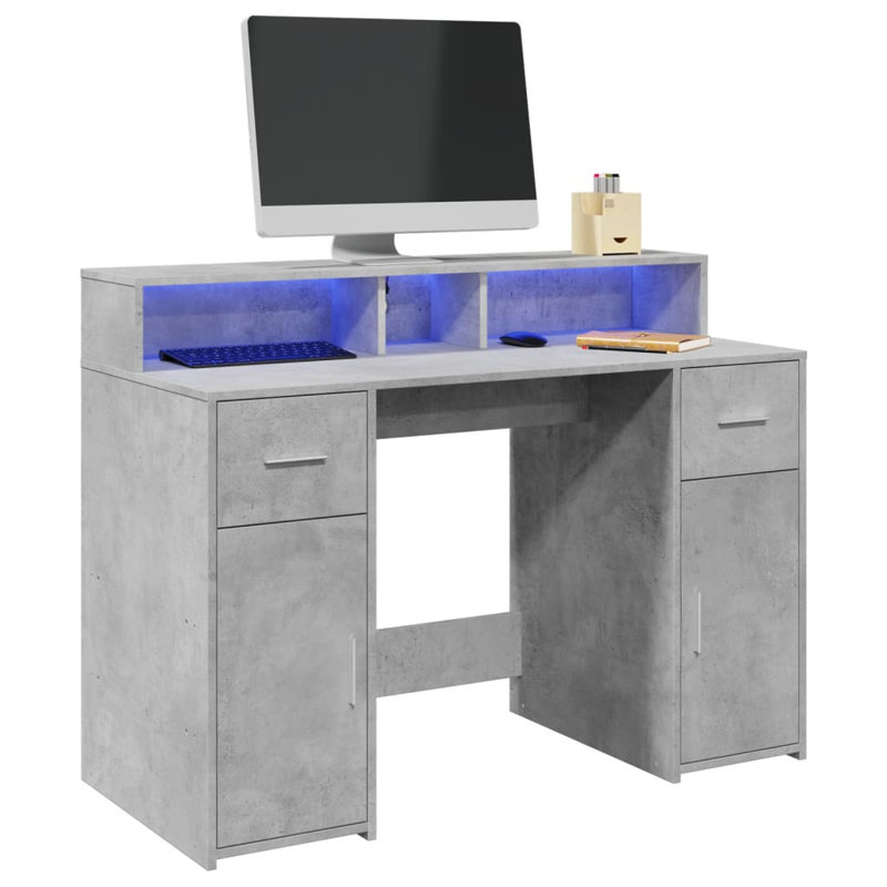 Computer Desk, 91cm H x 120cm W x 55cm D, Concrete grey
