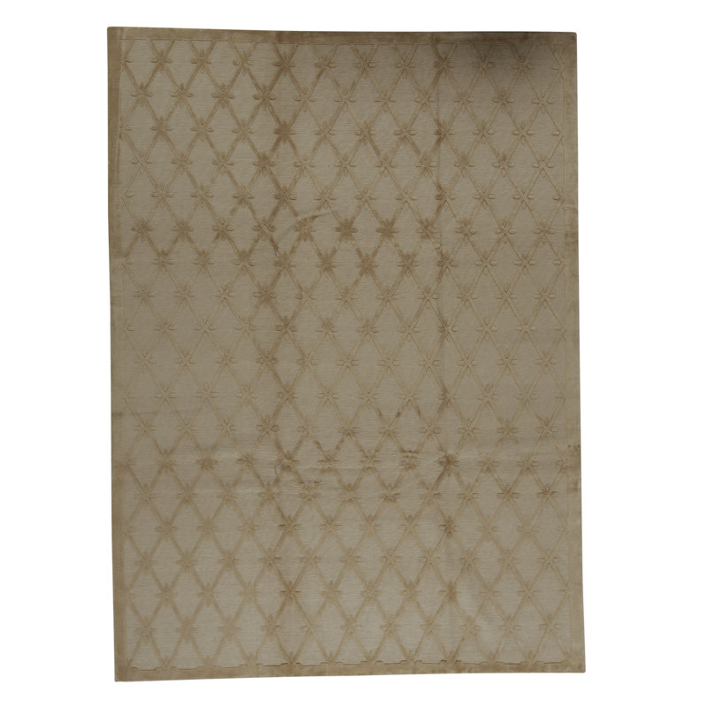 Himalayan Wool Geometric Area Rug in Almond