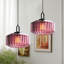 Modern Geometric Ribbed Glass Pendant Light, Purple-995832338