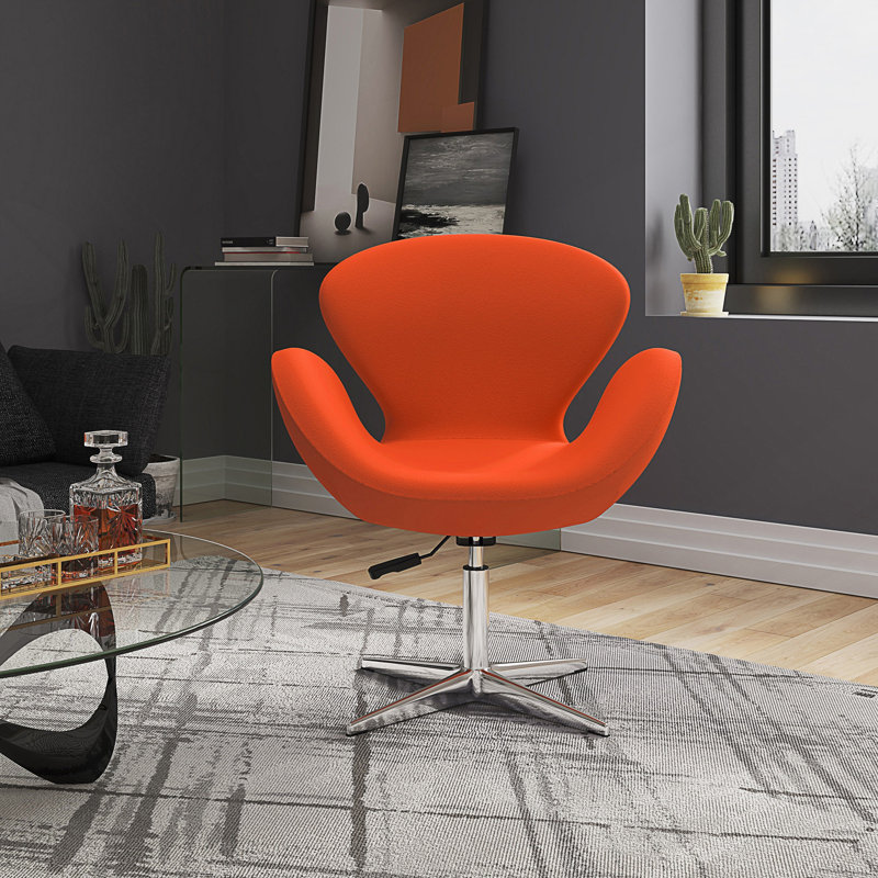 Chaise ballon rembourrée en métal Raspberry Modern, Orange