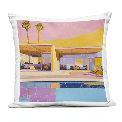 Vivid Villa at Sunset Outdoor Printed Pillow, design by Walker Noble, 18 x 7 x 18