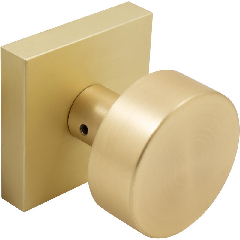 Bonn Door Knob With Square Rosette, Passage (Hall/Closet) Latch, Satin Brass By Stone Harbour Hardware