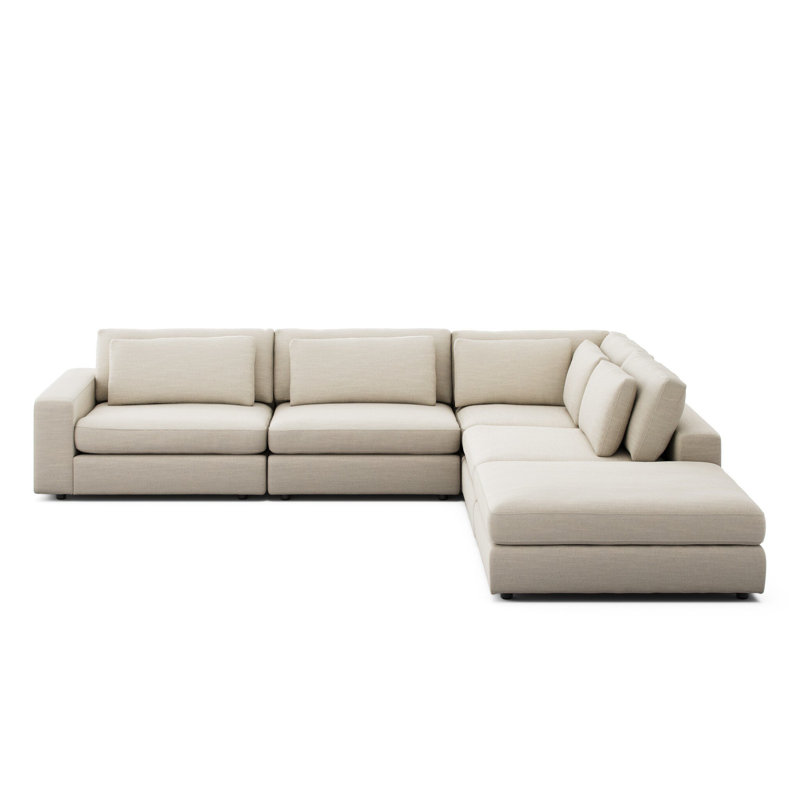 Bloor Modular Sectional, Savoy Parchment Polyester Blend, Left Hand Facing