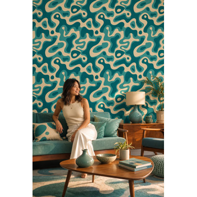 Mid Century Modern Wallpaper Retro Removable Modern Wall Double Roll
