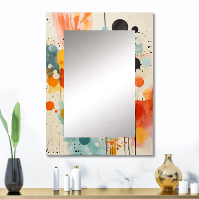 Abstraction atomique colorée du milieu du siècle I - miroir abstrait Mid-Century, miroir mural moderne unique Mid-Century, impression sur métal