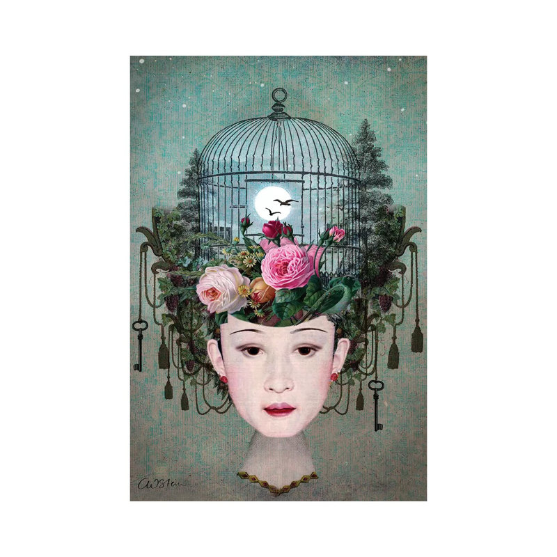 « Moonlight Garden » par Catrin Welz-Stein-reproduction d’art, H 26 po x l 18 po x P 1,5 po, Toile tendue, Pas de tapis